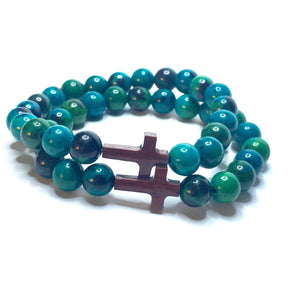 NEW BEGINNINGS IN SACRED TIMES - Chrysocolla & Wood - SIMPLY SOFIA