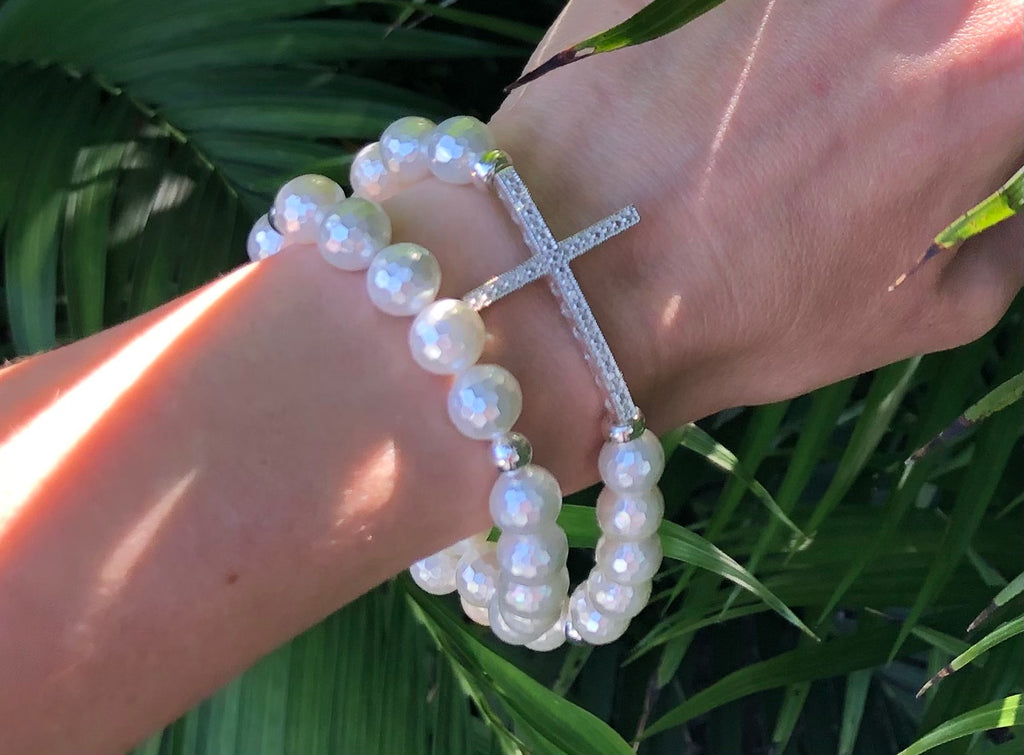 THE CROSS AND MOTHER-OF-PEARL DOUBLE WRAP - SIMPLY SOFIA